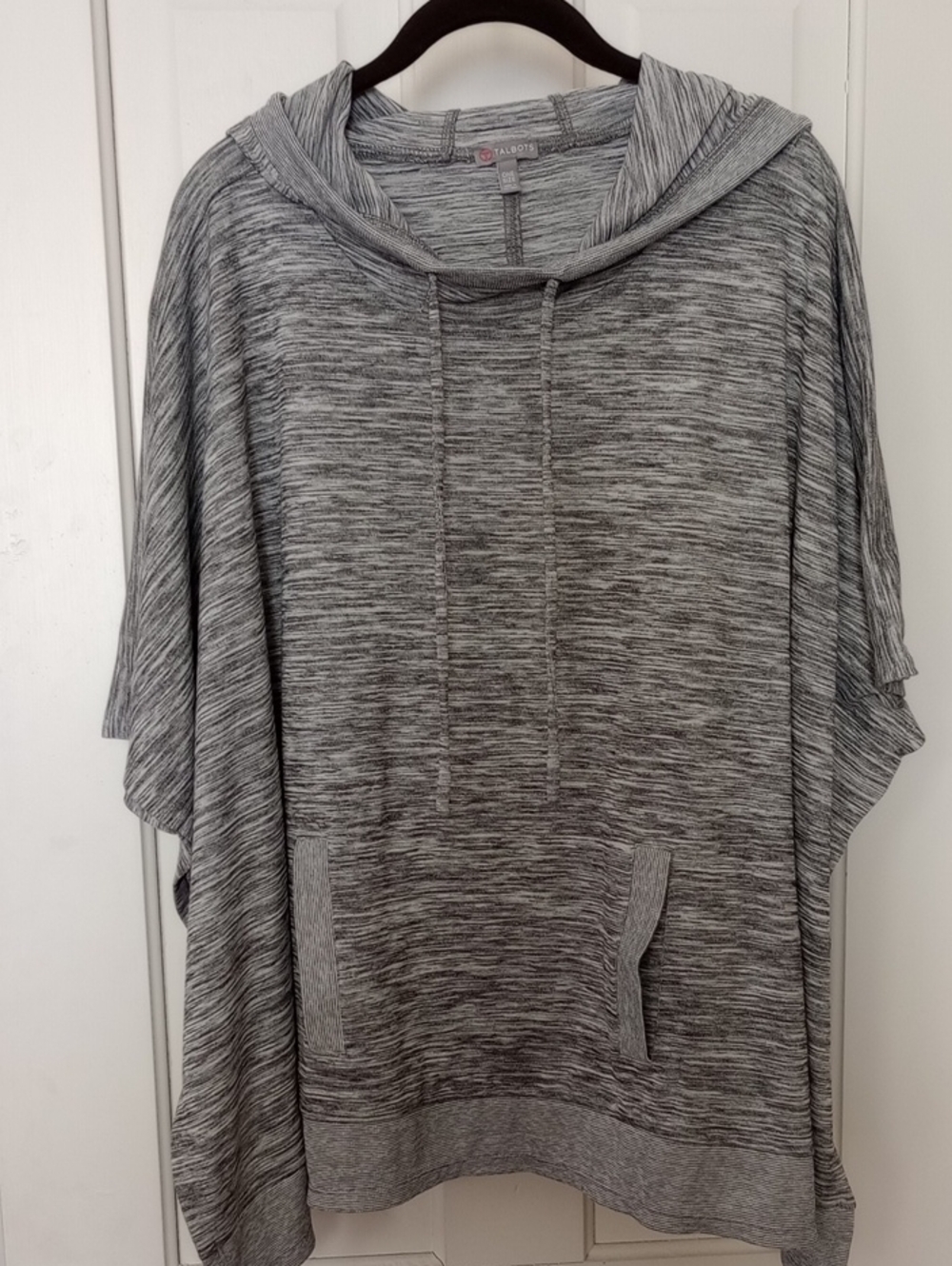 TALBOT'S Oversized Heathered Gray Hooded Poncho Sweatshirt